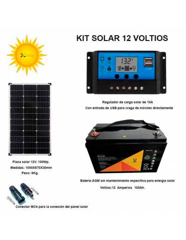Kit Solar Canarias para Iluminación 12V. 100Wp.